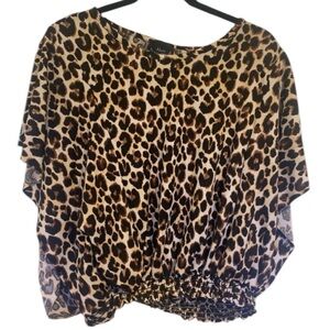 Abria Leopard Print Batwing-Sleeve Blouse XL